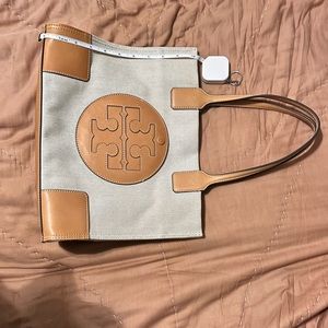 Tory Burch Ella Canvas small tote. Natural color.